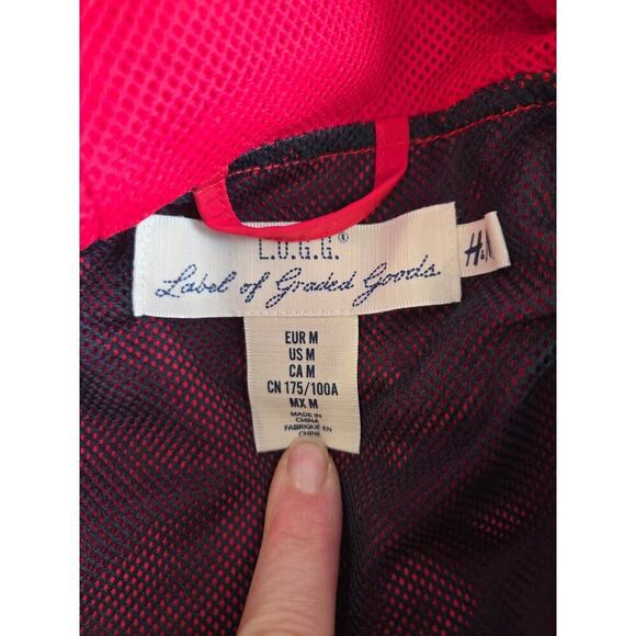 H&M Label Of Graded Goods Men's Red White Blue Windbreaker Hooded Jacket Size XL - Picture 6 of 8